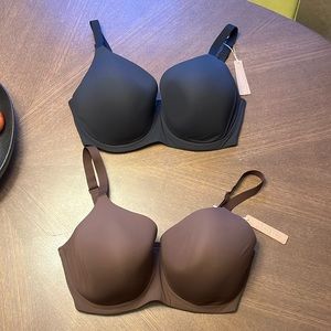#35 NWT SKIMS Fits everybody full coverage bra X2 pack black & cocoa